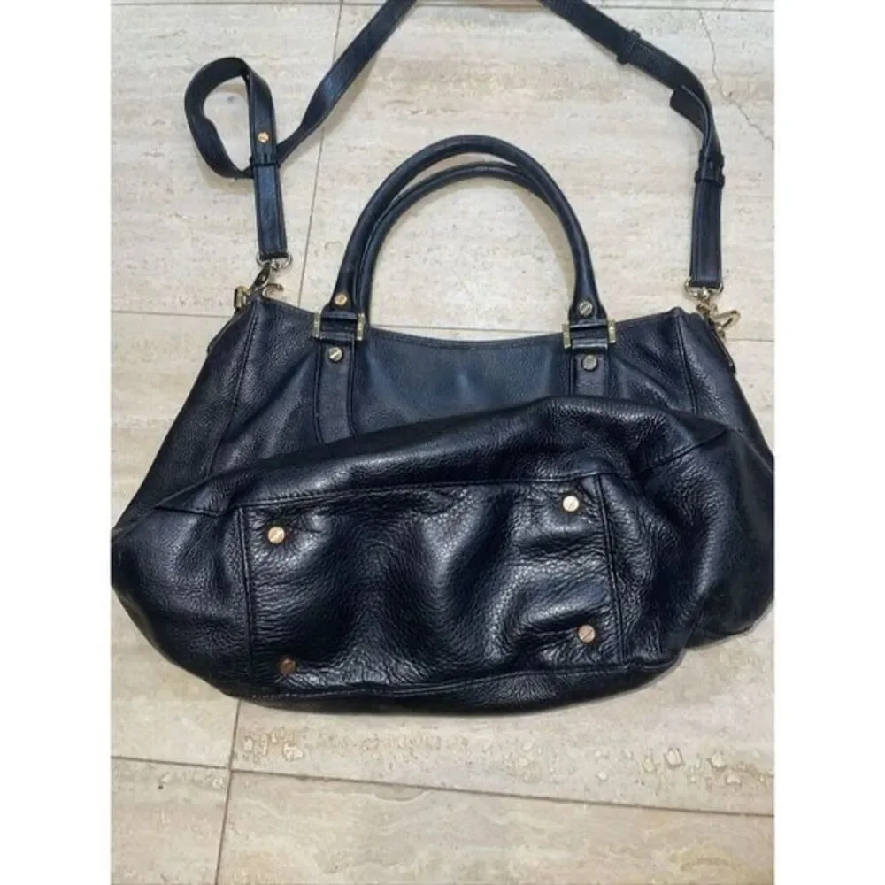 Tory Burch Amanda Hobo Black Pebbled Leather Handbag Satchel Shoulder Messenger - Picture 4 of 14